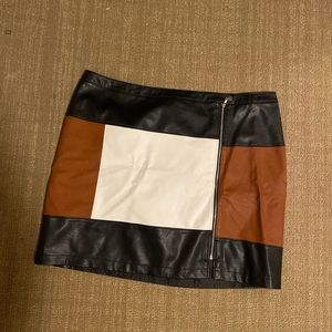 Faux leather color block mini